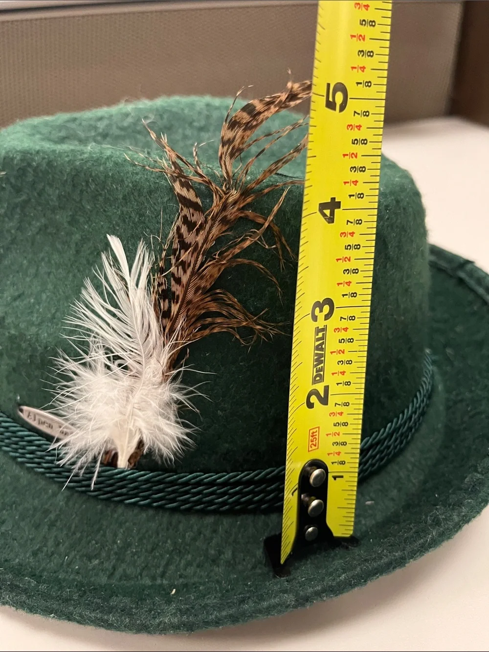 Children's Green Felt Fedora Hat with Feather Trim